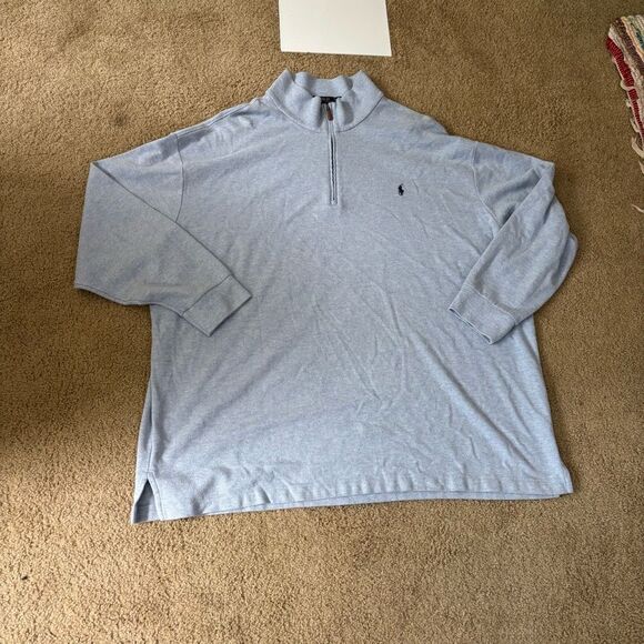 Polo by Ralph Lauren Men's Light Blue 1/4 zip sweater men’s 4XB $138 preppy - Picture 3 of 8